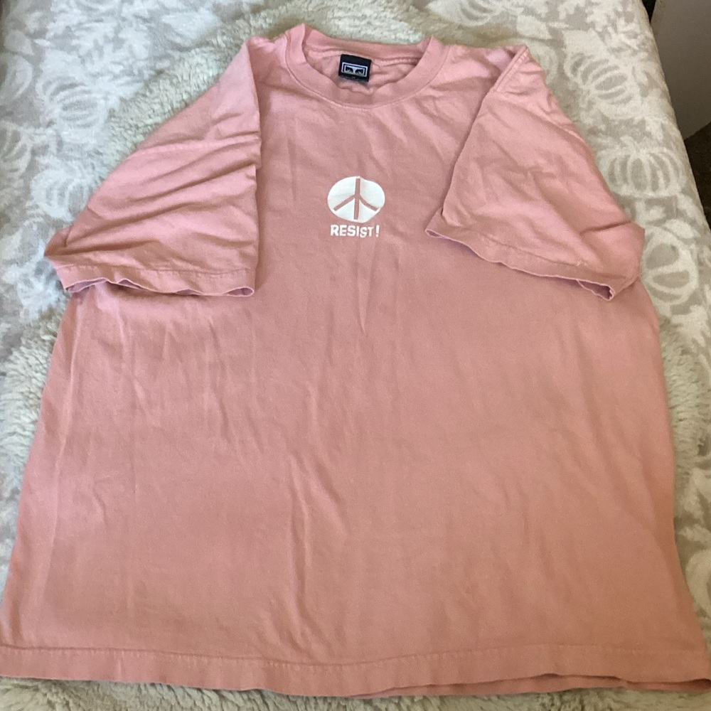Obey Oversized Graphic Tee with Resist Peace Symbol
